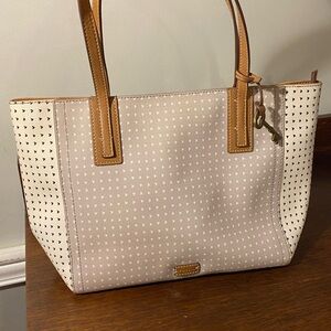 Grey and white Fossil Emma tote